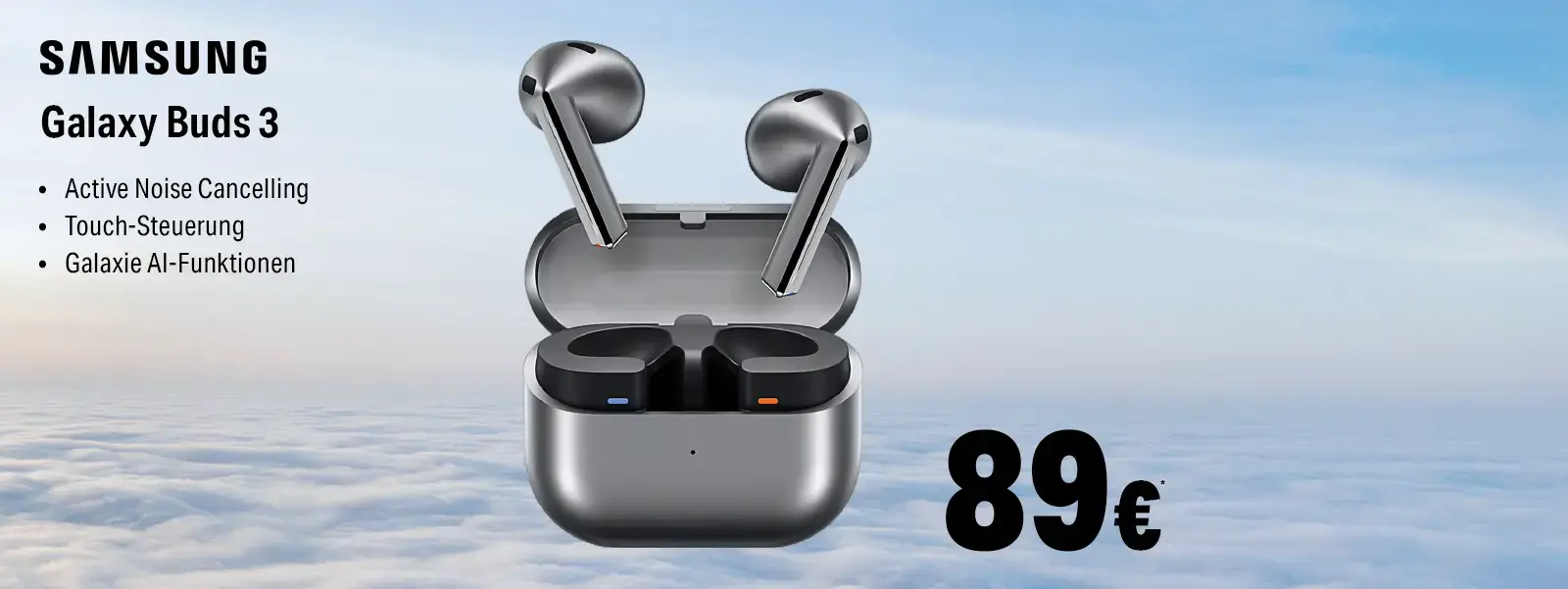 Samsung Galaxy Buds 3 in Ladecase, kabellose In-Ear-Kopfhörer mit ANC